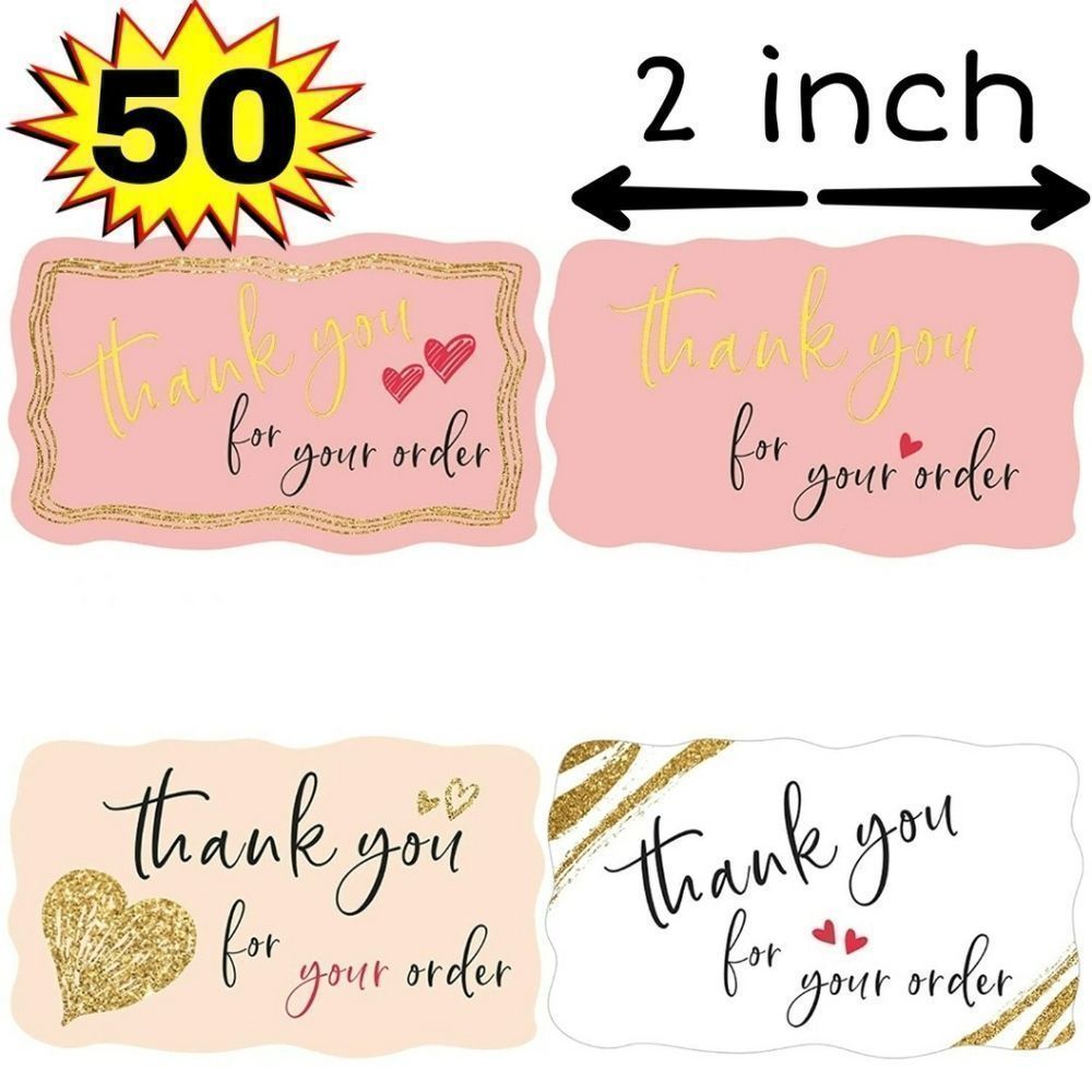 8/$20 2" Thank You Stickers 50ct Rectangle Labels